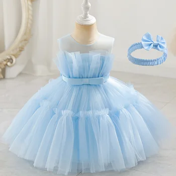 2023 Naujų Spalvų Akių Pyragas Suknelė Mergaitės Vaivorykštė Gėlių Princesė Dress Kamuolys Suknelė 1-os Metų Gimtadienio Suknelės 0-5 Metų