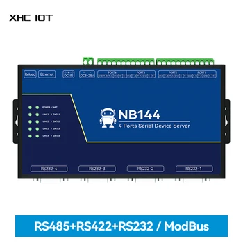 4-Kanalų Serijos Serveris RS232/422/485 XHCIOT NB144S RJ45 Modbus Gateway TCP/UDP/MQTT DC 8-28V Komandų Build-in Kontrolierius