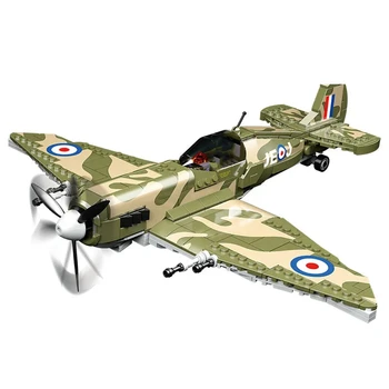 526pcs 1:32 ww2 Armijos UK Spitfire MK9. VB Kovotojas Blokai Karinės 1 Pilotas Kareivis Duomenys Plytų Plokštumos, Žaislai Vaikams