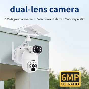 6MP Dual PTZ Objektyvas UBOX/i-Cam+ Full Saulės Energijos IP Dome Kameros AI Humanoidų Aptikimo Home Security VAIZDO Kūdikio stebėjimo