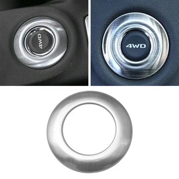 Automobilių Interjero 3D Lipdukai Lipdukas 4WD Mygtuką Apdailos Žiedas, Nerūdijančio Plieno, dėl 