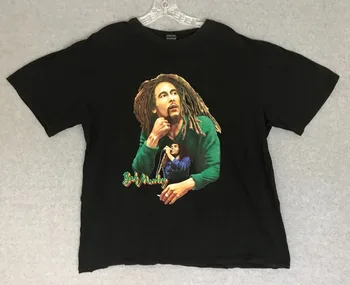 Bob Marley Reggae Legenda Shirt Mens 2XL Juoda Trumpas Rankovės Du Portretas ilgomis rankovėmis Tee