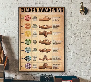 Chakra Awakening Jogos Logotipą, Joga Vadovas, Meditacija Plakatas, Jogos Praktikos, Senovinių Sienų Apdailai Alavo Pasirašyti Metalo Ženklas
