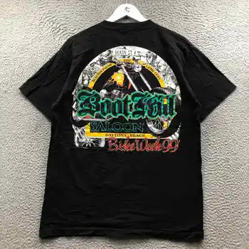 Derliaus 1999 Boot Hill Sedanas Daytona Beach Dviračių Savaitės T-Shirt Mens Didelis L Juoda