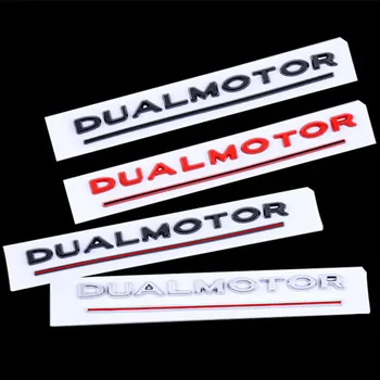Dual Motor Lipdukai 3D Emblemų Už Tesla Model 3 Model3 Aukštos kokybės Kamieno Ženklelis Automobilių Lipdukas 