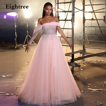 Eightree Rožinė Elegantiška Prom Dresses Vieną Petį Blizgučiais Tiulio Ilgai Linijos, Chalatas De Soirée Oficialus Suknelės, Šaliai, Chalatai