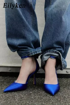 Eilyken Mėlynos Spalvos Diržo Sagtis Siurbliai Moterų Ploni Kulniukai Pažymėjo Tne Striptizo Batai Pavasario Rudens Mados Čiurnos Dirželis Zapatos Mujer