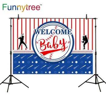 Funnytree fotografijos fone Berniukas Baby shower gimtadienio beisbolo Rėmo apdaila photophone photocall photobooth foto Studija