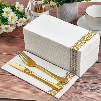 Gamyklos tiesioginių pardavimų vienkartinių servetėlių, nėrinių popieriaus balto aukso rožė aukso dulkių popieriaus Vakarų maisto servetėlės