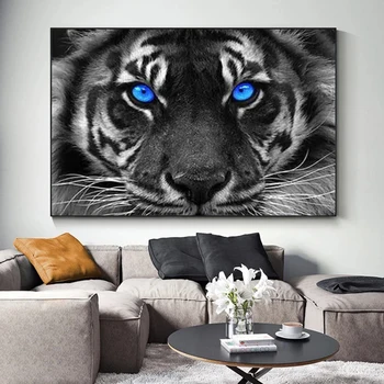 Gyvūnų Plakatai Miškų Karaliumi Liūtas Ir Tigras, Leopardas Gamtos Peizažas Atspausdinta Ant Drobės už Kambarį Namų Dekoro