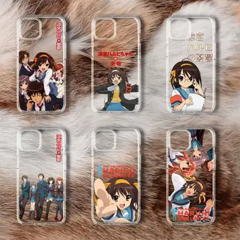 Haruhi Suzumiya Anime Telefono dėklas Skirtas iPhone 11 12 Mini Pro 13 14 XS Max X 8 7 6s Plius 5 SE XR Skaidri Korpuso