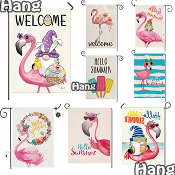 Juokinga Flamingo Sveiki Sveiki, Vasarą Reklama Sodo Šaligatvio 12 X 18 Premjero Dvipusis už kanapės Kietas Paplūdimys Dekoro