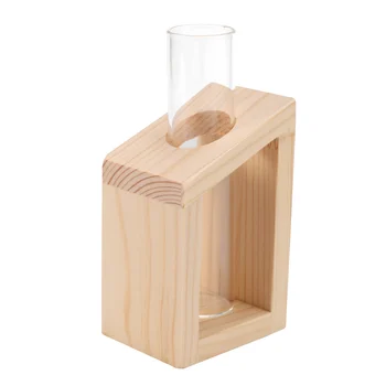 Krištolo Stiklo Vamzdelį Vaza Medinių Stovi Vazonai Hydroponic Augalų Buveinės Sodo Puošmena