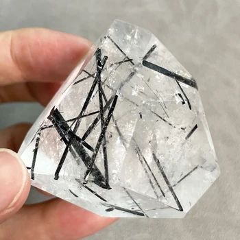 Natūralus Akmuo, Juodas Kvarcas Rutilated Kristalų Laisvas Poliruoti polyhedron Reiki Gydymo Dovana Kambario Dekoro