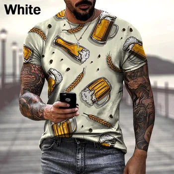 Naujas Alus 3D Spausdinimo T-shirt Vasaros Mados vyriški Laisvalaikio Apvalios Kaklo Įdomių Alaus Modelis trumparankoviai marškinėliai Viršų