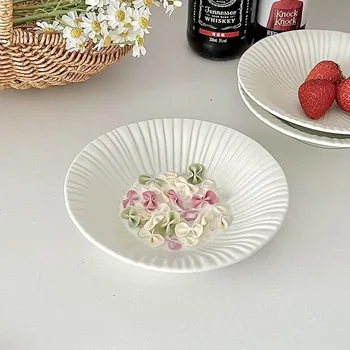 Prancūzų stiliaus ins stiliaus smėlio spalvos keramikos plokštės desertas dubenys salotos mažos plokštės jogurtas, indai stalo restoranas