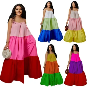 Seksualus Afrikos Suknelės Moterims 2023 Vasaros Mados Afrikos Rankovių Poliesteris Kratinys Maxi Suknelės Dashiki Afrikos Drabužiai