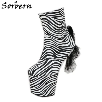 Sorbern Zebra Ponyplay Aukšti Kulniukai Batai Drag Queen Batai Moterims, Fetišas, Platforma, Kulniukai, Plius Dydis 14 Šalies Ponios Batai