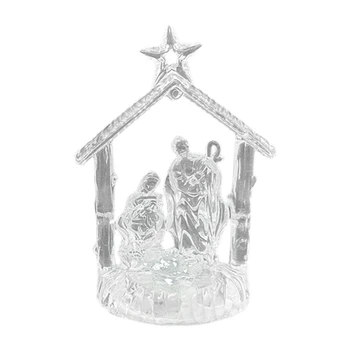Spalvinga LED Spalvos Kalėdinė Dekoracija Stilingas skaidraus Akrilo Gimimo Statulėlės Ornamentu Dekoro Katalikų Šventė Tiekimo