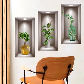 Tapetai Namų Dekoro 3D trimatis Vazoninių Žalieji Augalai, Gėlės Namo Sienos Klijų Tapetai Namų Puošybai