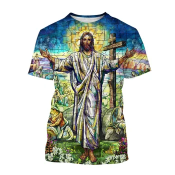 Y2K Drabužių Dievas 3D Print T Shirt Modelio vyriški Jėzaus Meilę Kiekvienas Krikščionis Viršūnes Tees Vasaros Harajuku Gatvėje trumpomis Rankovėmis T-shirt