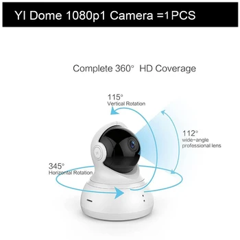 YI Dome 1080p HD Kamera, VAIZDO stebėjimo, IP 360° Aptikimo Wifi Bevielio ryšio Naktinio Matymo IR Dviejų krypčių Garso Saugumo Stebėjimo Sistema.