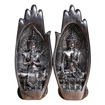 2 Vnt/set Budos Statula Vienuolis Statulėlės Tathagata Indijos Jogos Mandala Dervos Rankas Skulptūros, Namų Dekoravimo Reikmenys, Papuošalai