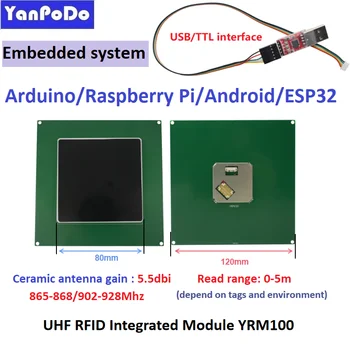 Micro 0-5M Diapazonas UHF RFID Modulis Reader Arduino TTL Uart 5dbi Antenos Integruotas RFID Modulis, Įterptinių Delninis Skaitytuvas