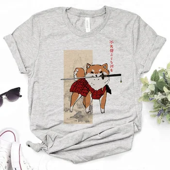 Shiba Inu marškinėliai moterims juokinga Japonijos t-shirts mergaitė 2000-ųjų drabužiai