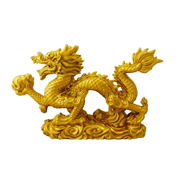 Skatinimas! 2X Kinų Zodiako Golden Dragon Statula Gyvūnų Apdaila Namo Apdaila