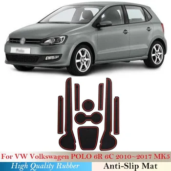 VW Volkswagen POLO 6R 6C 2010~ 2017 MK5 Guma, neslystantis Kilimėlis, Durų Groove Taurės trinkelėmis Miestelyje Automobilių Reikmenys 2011 2012 2013 2014
