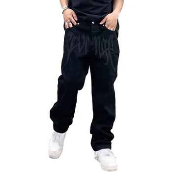 Y2K Mados Vyras Kelnes Išsiuvinėti Laiškai Spausdinami Baggy Jeans Hip-Hop Paauglys, Berniukas Streetwear Riedlentė Kelnės Džinsai